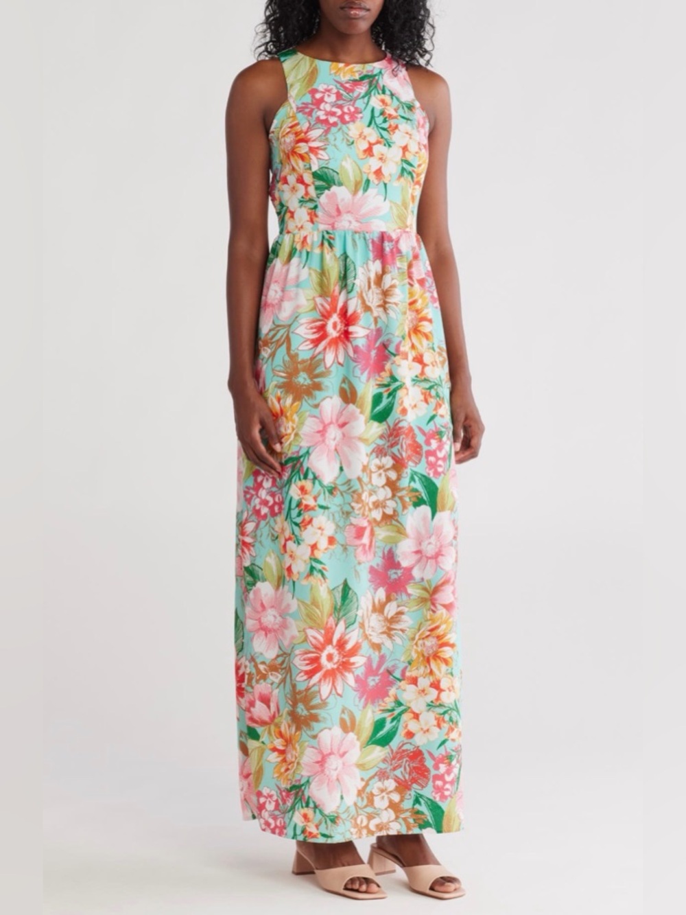 Vince Camuto Floral Halter Neck Sleeveless Maxi Dress, Size 4, NEW